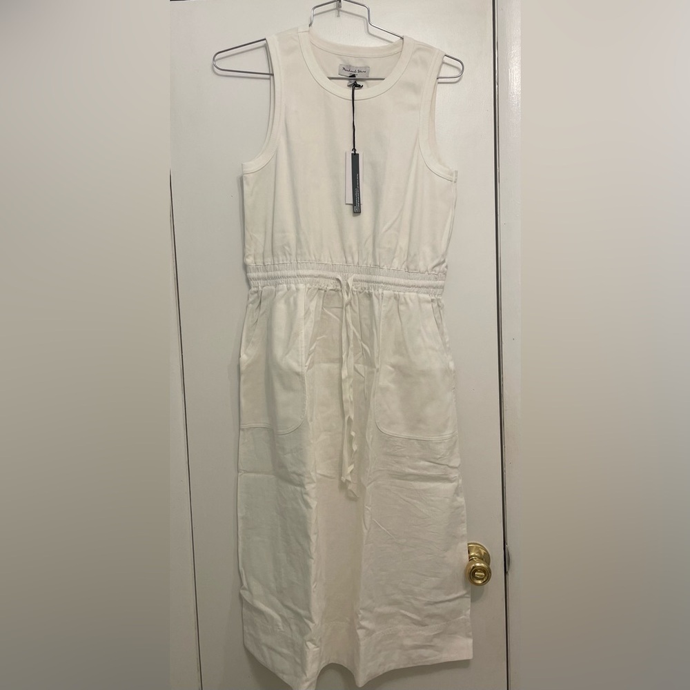 NWT Michael Stars **WHITE** linen cotton dress size L